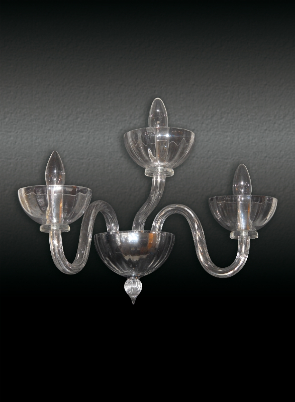 APPLIQUE BIG 3 LIGHTS. Murano glass chandelier, mouth blown and hand